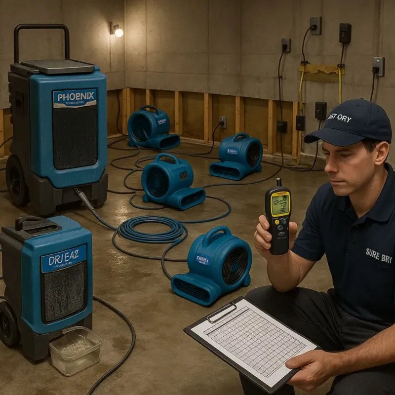 Structural Drying and Dehumidification process in Unionville, NC